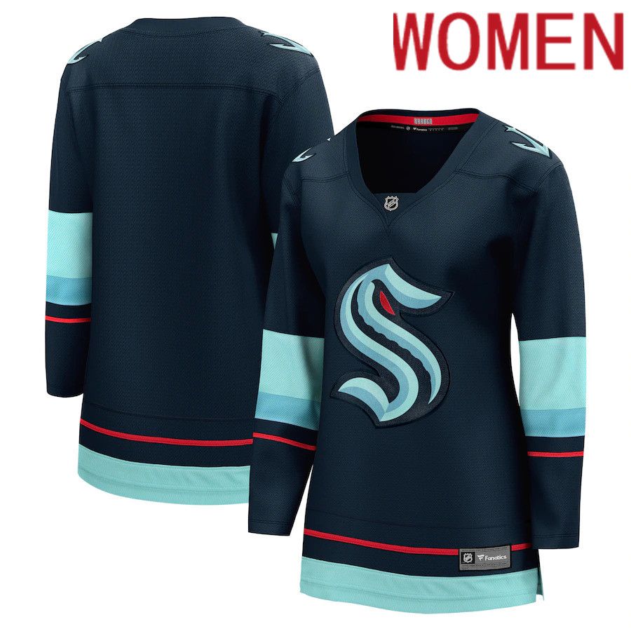 Women Seattle Kraken Fanatics Branded Navy Home Breakaway NHL Jersey->customized nhl jersey->Custom Jersey